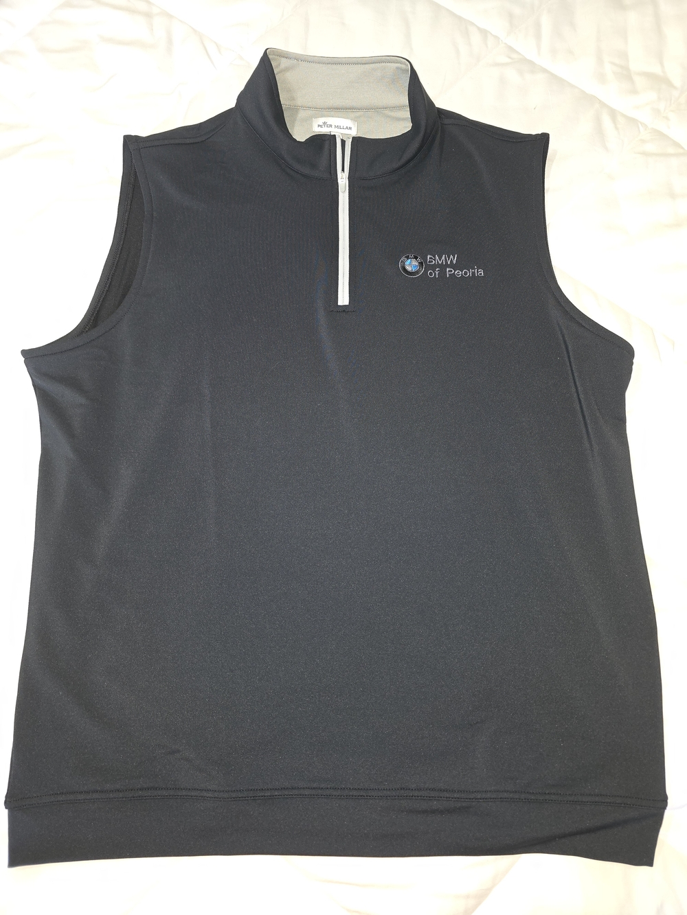 Peter Millar Galway Golf Vest Mens XL Black Crown Sport Quarter Zip Has Logo